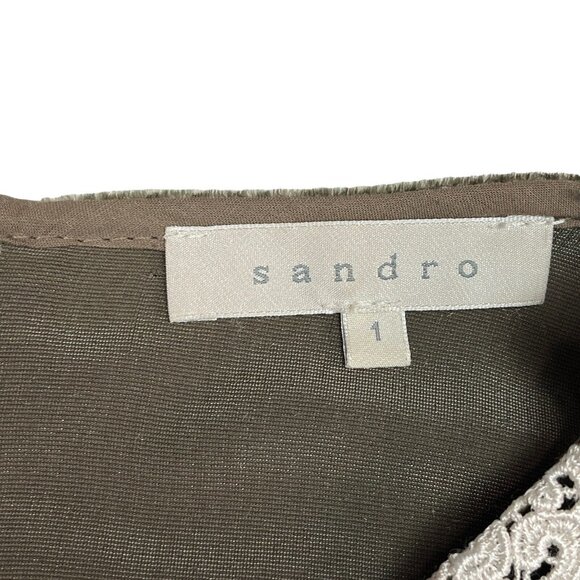Vintage Sandro Velvet Lace Dark Green Dress Victorian Gothic - Picture 6 of 15